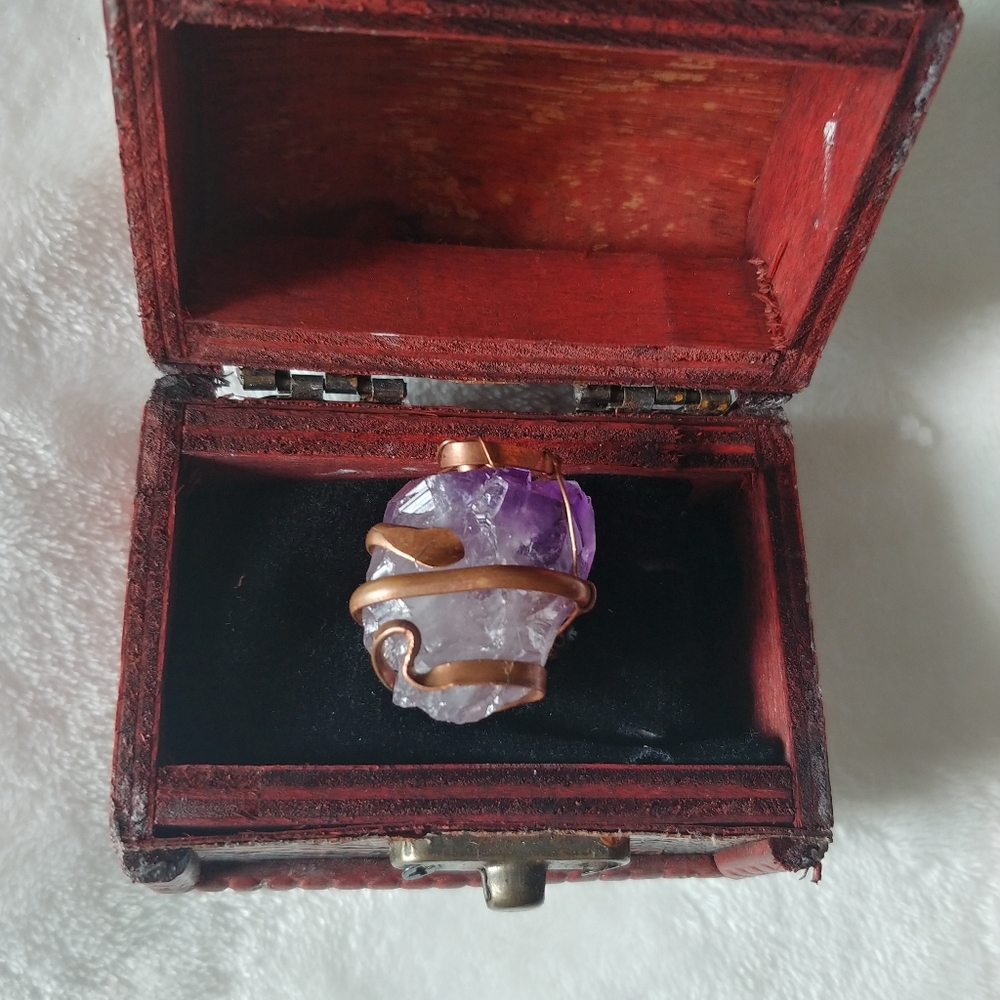 Handmade Amethyst copper ring